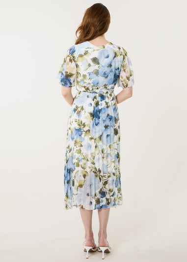 Blue Vanilla Blue Short Sleeve Wrap Pleat Dress