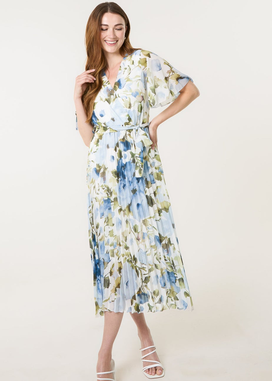 Blue Vanilla Blue Short Sleeve Wrap Pleat Dress