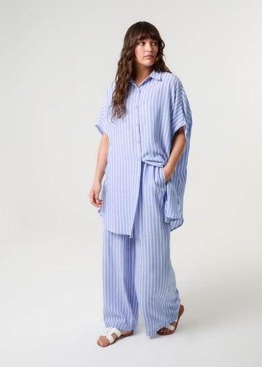 Blue Vanilla Blue Oversized Pinstripe Shirt