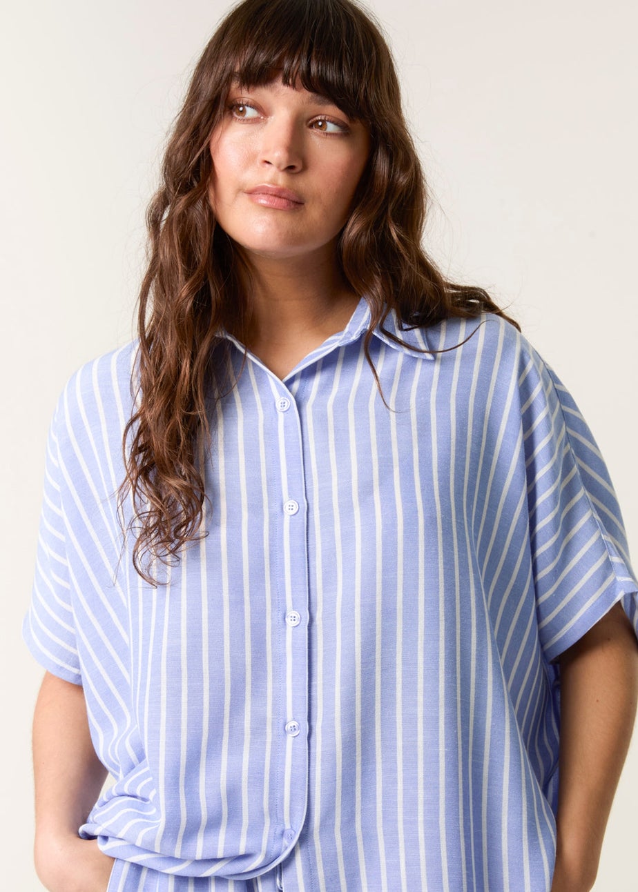 Blue Vanilla Blue Oversized Pinstripe Shirt