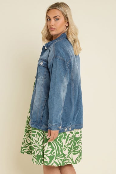 YOURS Curve Blue Washed Oversized Denim Jacket