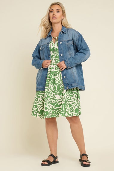 YOURS Curve Blue Washed Oversized Denim Jacket