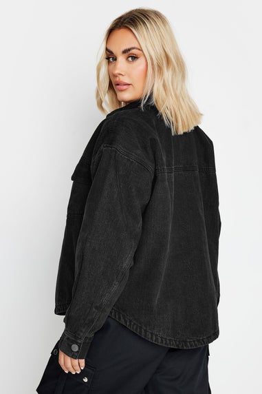 YOURS Curve Black Quilted Denim Shacket