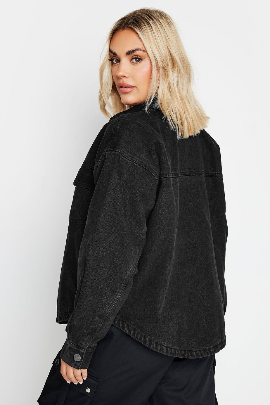 YOURS Curve Black Quilted Denim Shacket