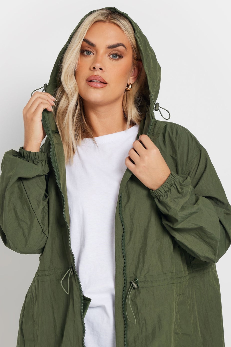 YOURS Curve Khaki Green Lightweight Longline Parka Jacket