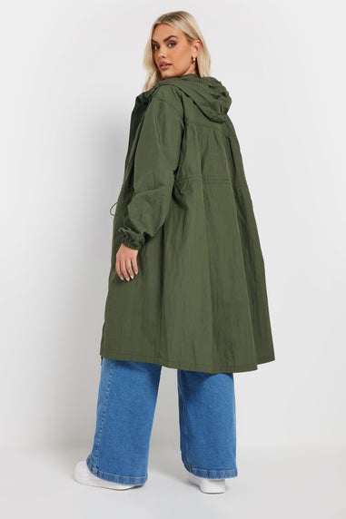 YOURS Curve Khaki Green Lightweight Longline Parka Jacket