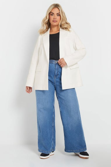 Yours Curve Ivory White Boucle Blazer