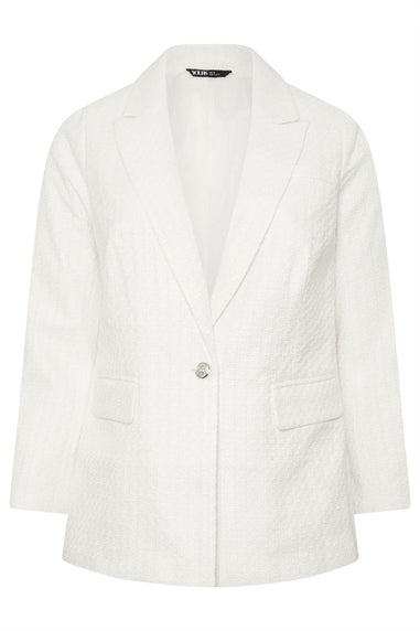 Yours Curve Ivory White Boucle Blazer