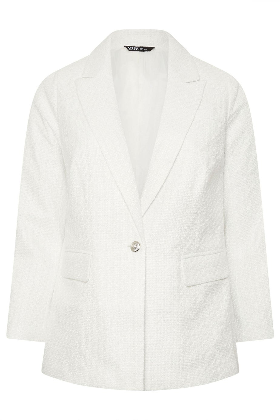 Yours Curve Ivory White Boucle Blazer