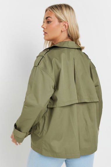 Yours Curve Khaki Short Trench Coat