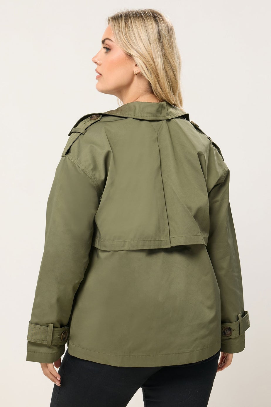 Yours Curve Khaki Short Trench Coat