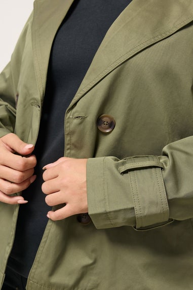 Yours Curve Khaki Short Trench Coat