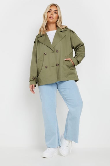 Yours Curve Khaki Short Trench Coat