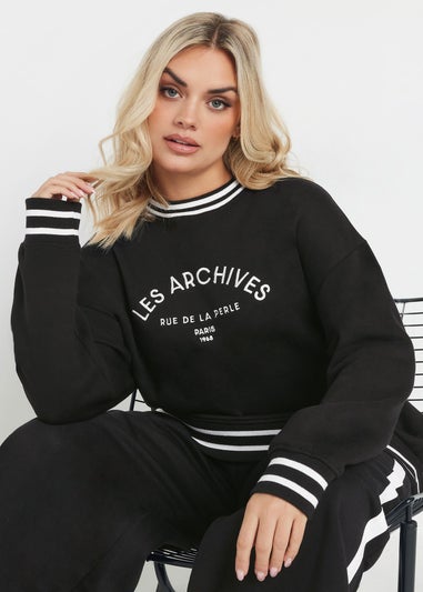 Yours Curve Les Archives Contrast Slogan Sweatshirt