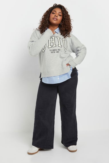 Yours Curve Grey Ohio 2-In-1 Sweatshirt