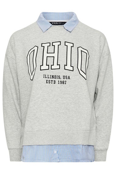 Yours Curve Grey Ohio 2-In-1 Sweatshirt