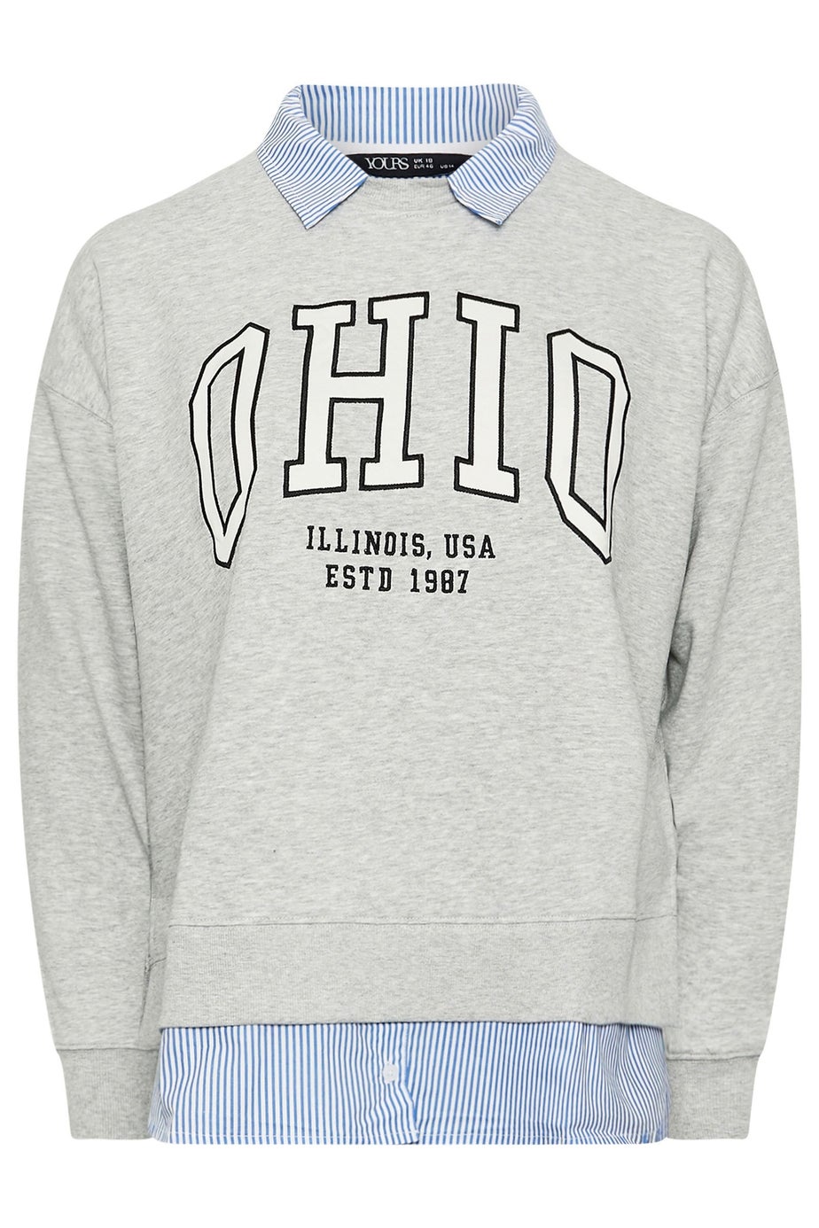 Yours Curve Grey Ohio 2-In-1 Sweatshirt