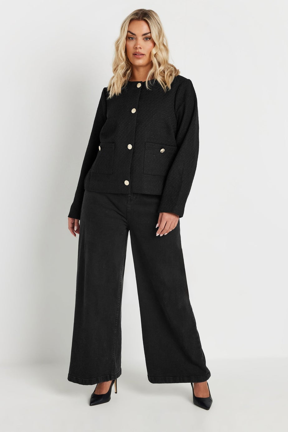 Yours Curve Black Boucle Jacket