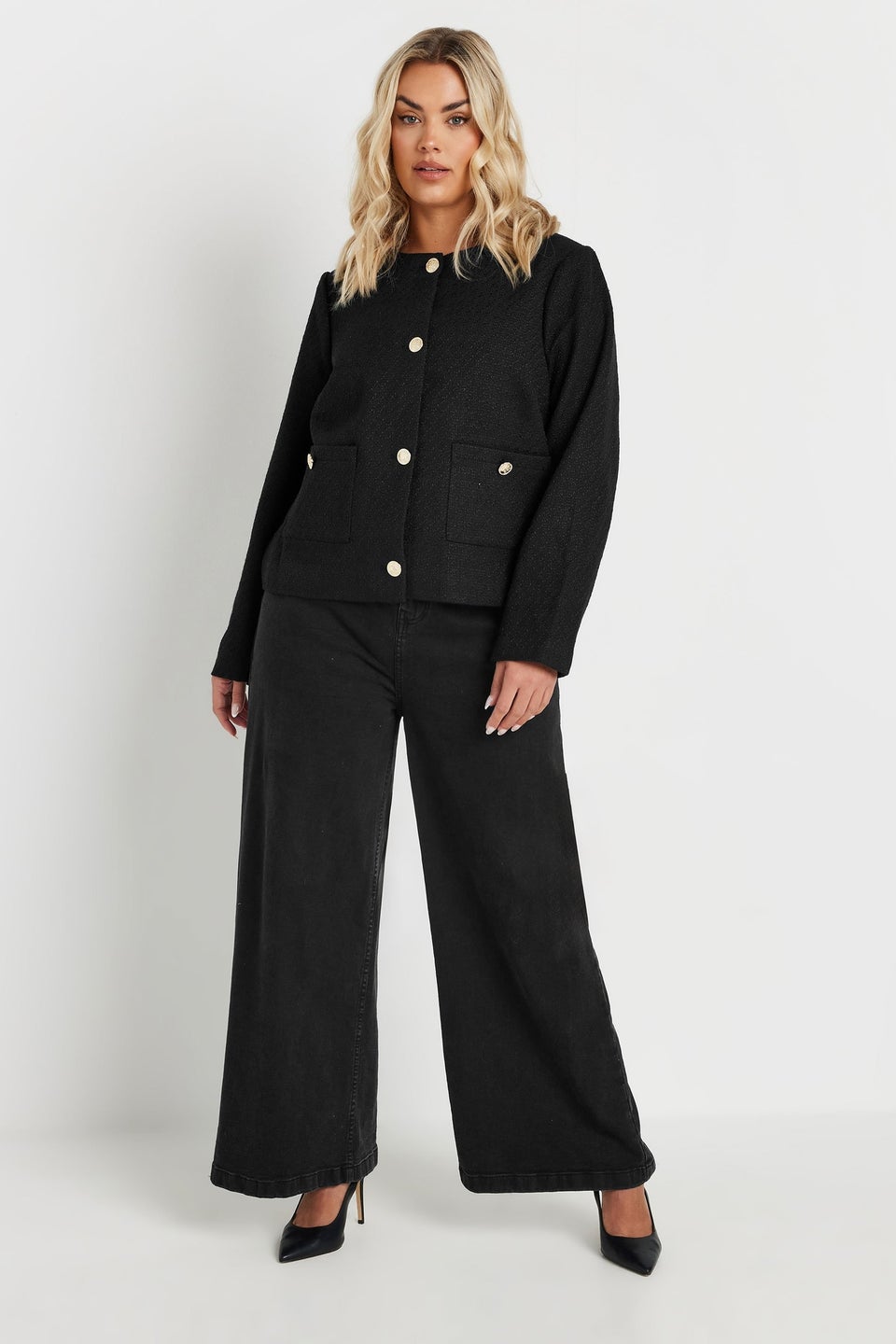 Yours Curve Black Boucle Jacket