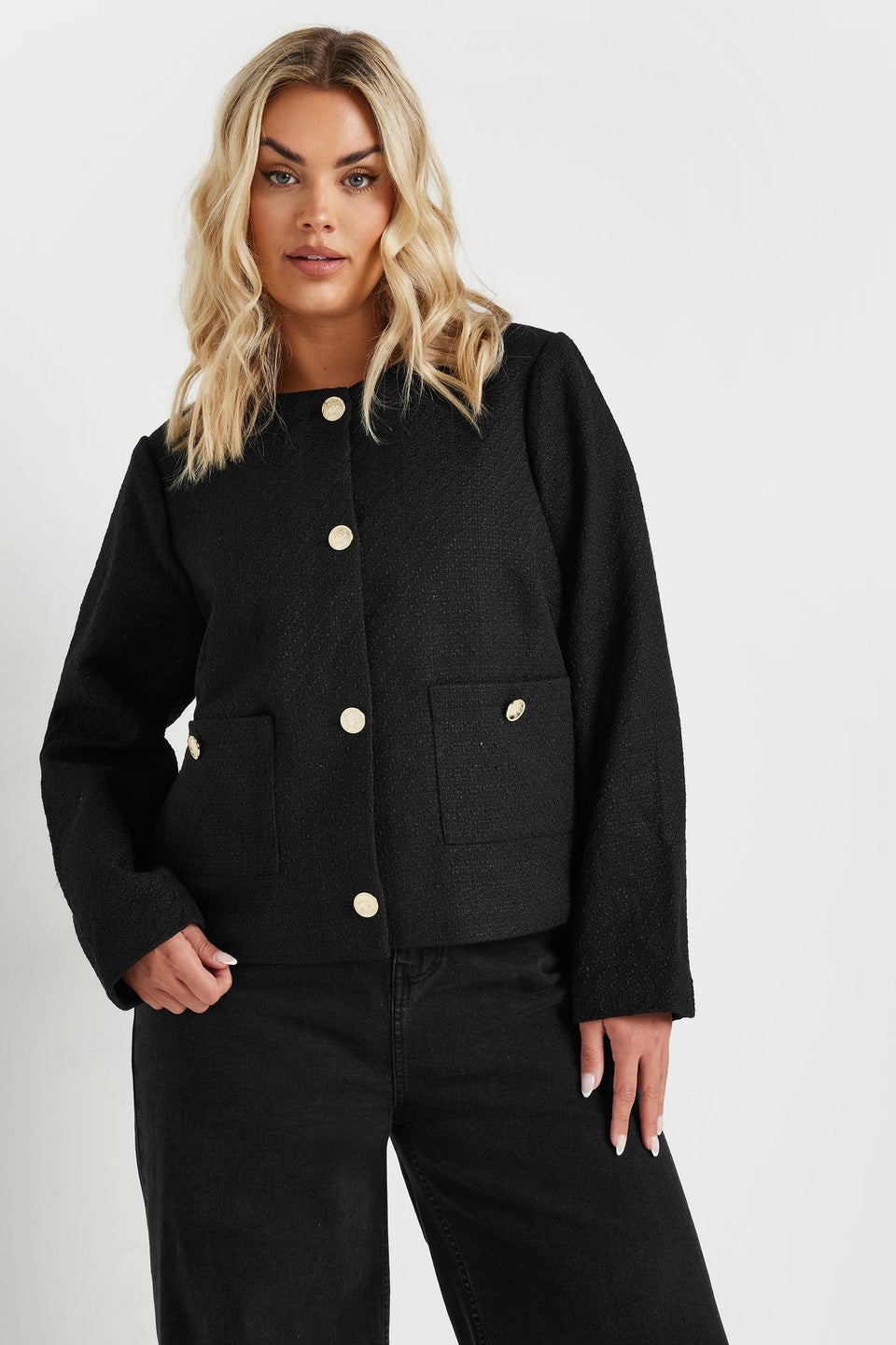 Yours Curve Black Boucle Jacket