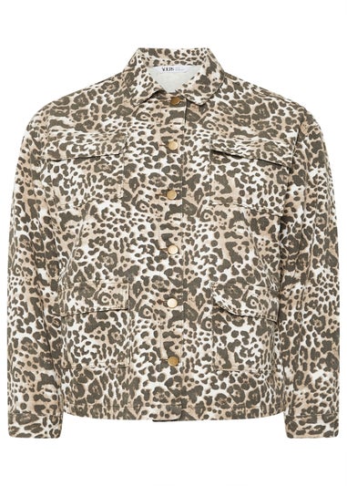 Yours Curve Natural Brown Leopard Print Twill Jacket