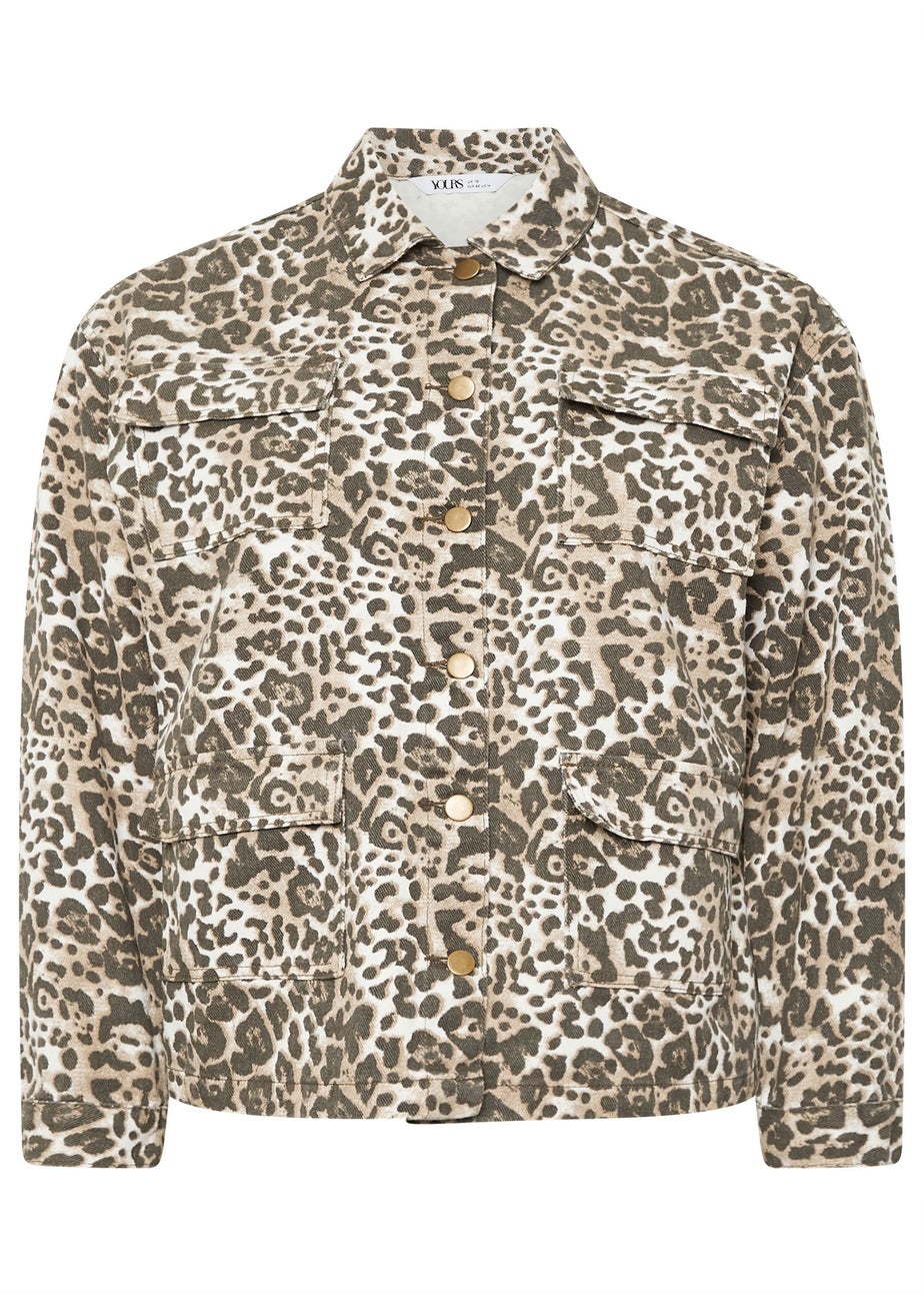 Yours Curve Natural Brown Leopard Print Twill Jacket
