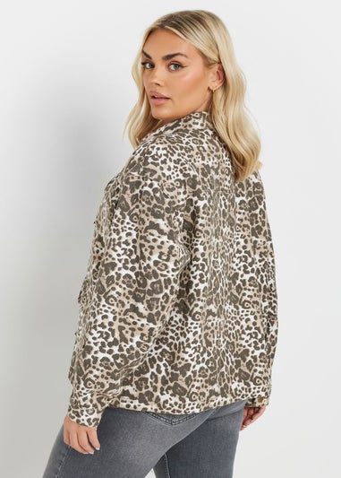 Yours Curve Natural Brown Leopard Print Twill Jacket