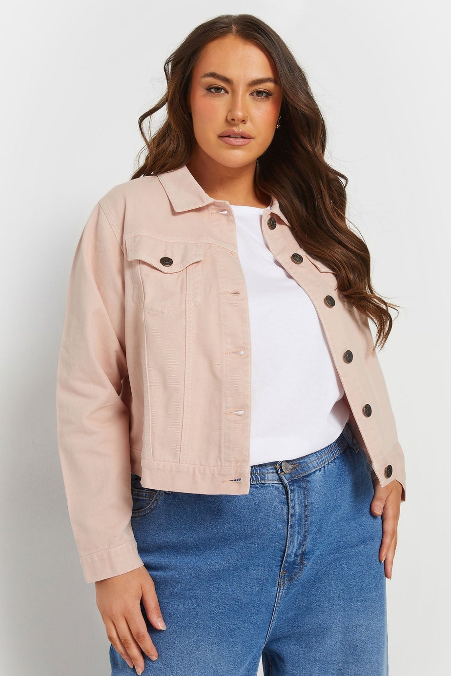 Yours Curve Pink Classic Denim Jacket