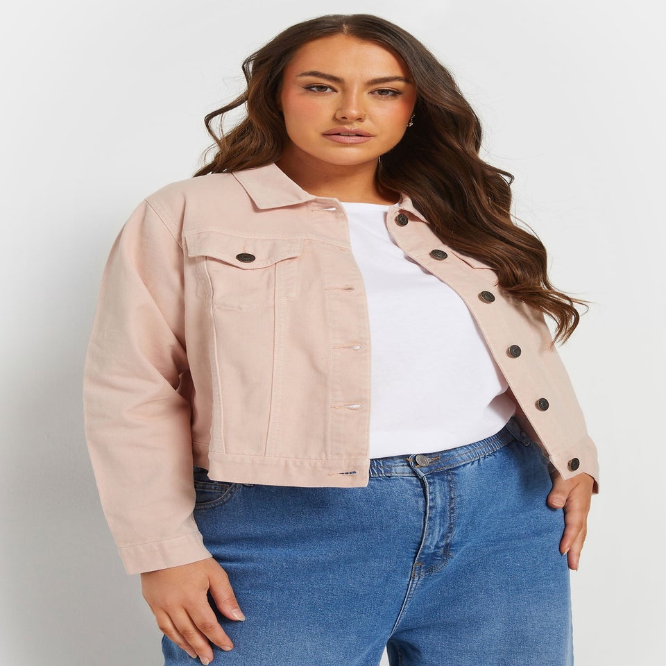 Yours Curve Pink Classic Denim Jacket