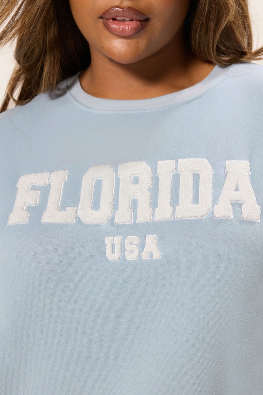 Yours Curve Light Blue Florida Slogan Sweatshirt