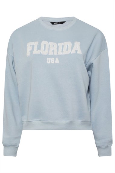 Yours Curve Light Blue Florida Slogan Sweatshirt