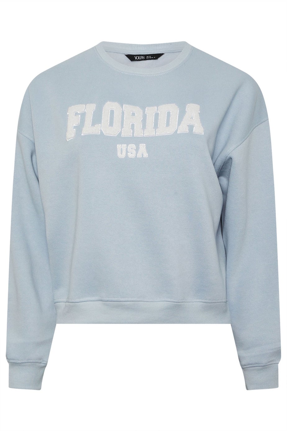 Yours Curve Light Blue Florida Slogan Sweatshirt