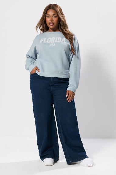 Yours Curve Light Blue Florida Slogan Sweatshirt