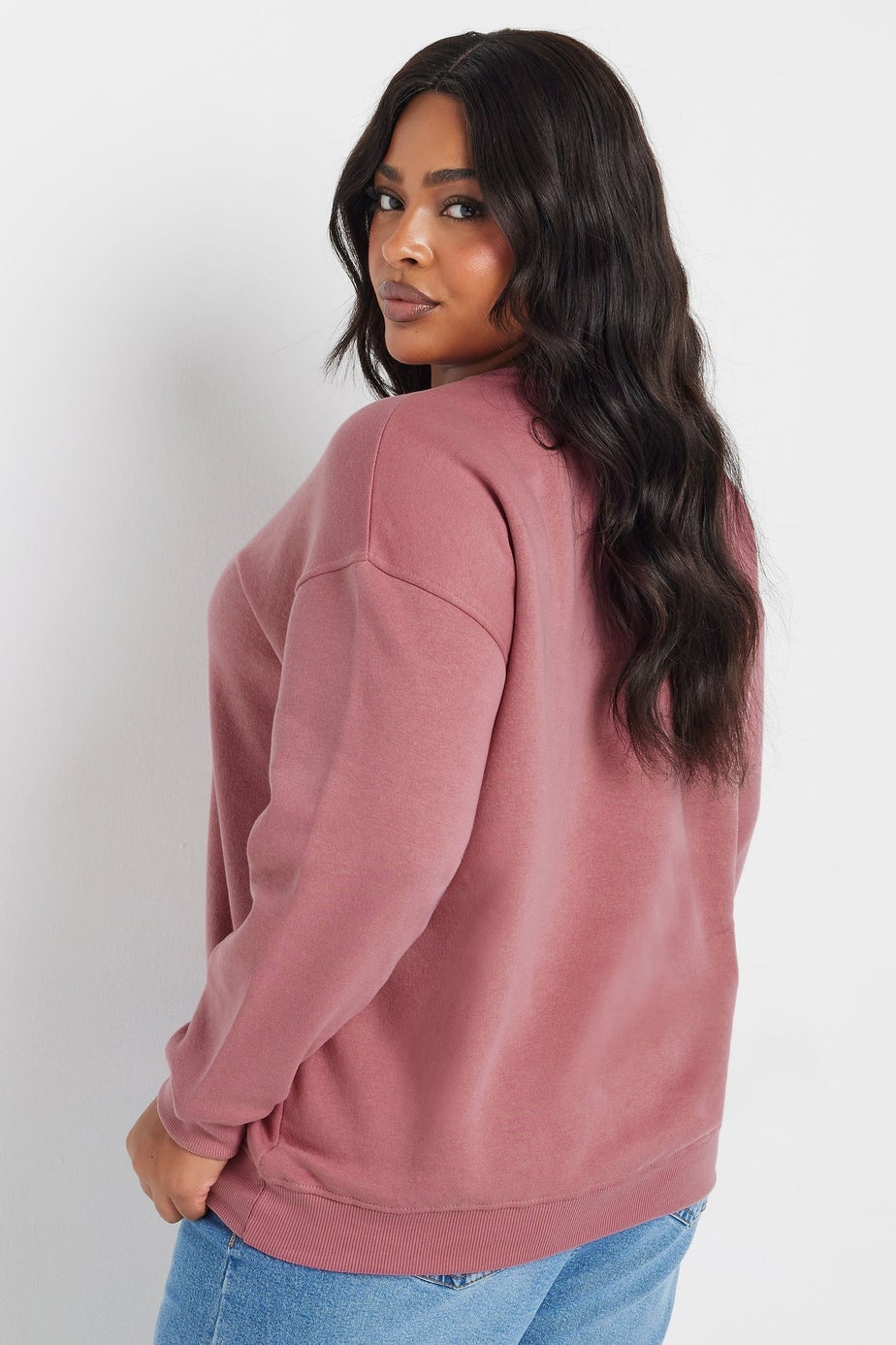 Yours Curve Pink Paris Mon Amour Embroidered Sweatshirt