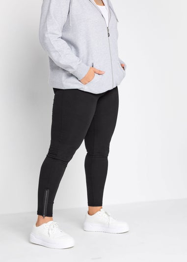 Yours Curve Black Zip Hem Leggings
