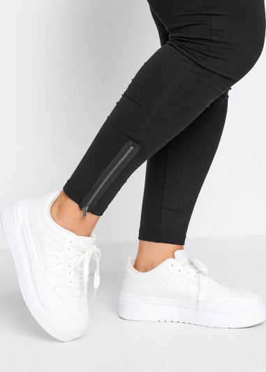 Yours Curve Black Zip Hem Leggings