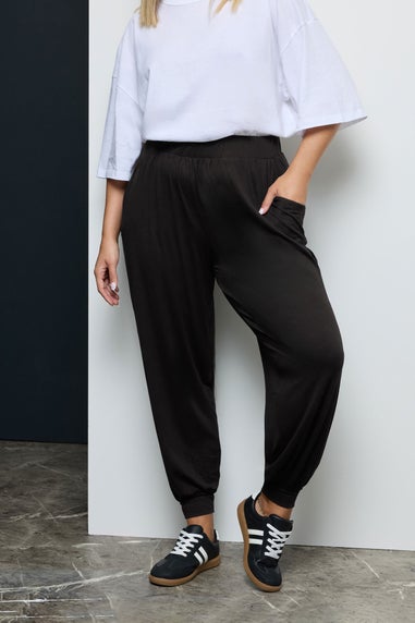 Yours Curve Black Cuffed Harem Joggers