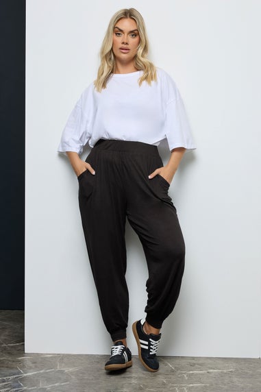 Yours Curve Black Cuffed Harem Joggers