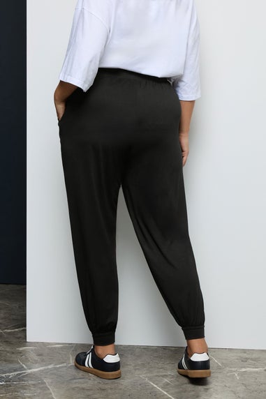 Yours Curve Black Cuffed Harem Joggers