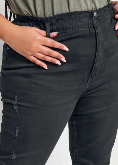 Yours Curve Black Elasticated Stretch MOM Jeans