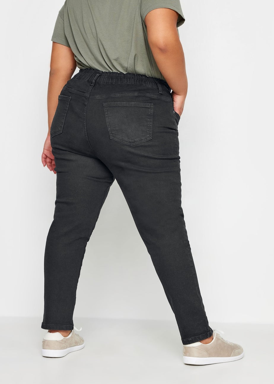 Yours Curve Black Elasticated Stretch MOM Jeans