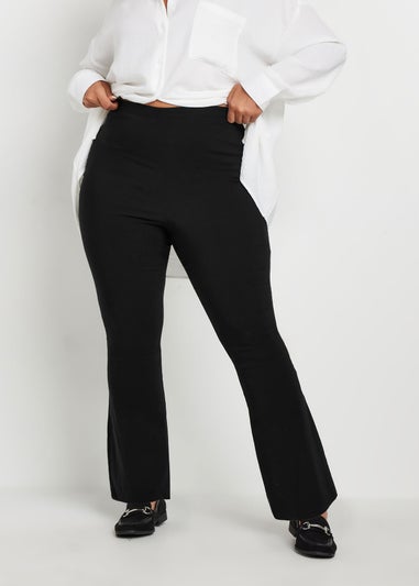Yours Curve Black Flare Bengaline Trousers