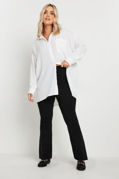 Yours Curve Black Flare Bengaline Trousers