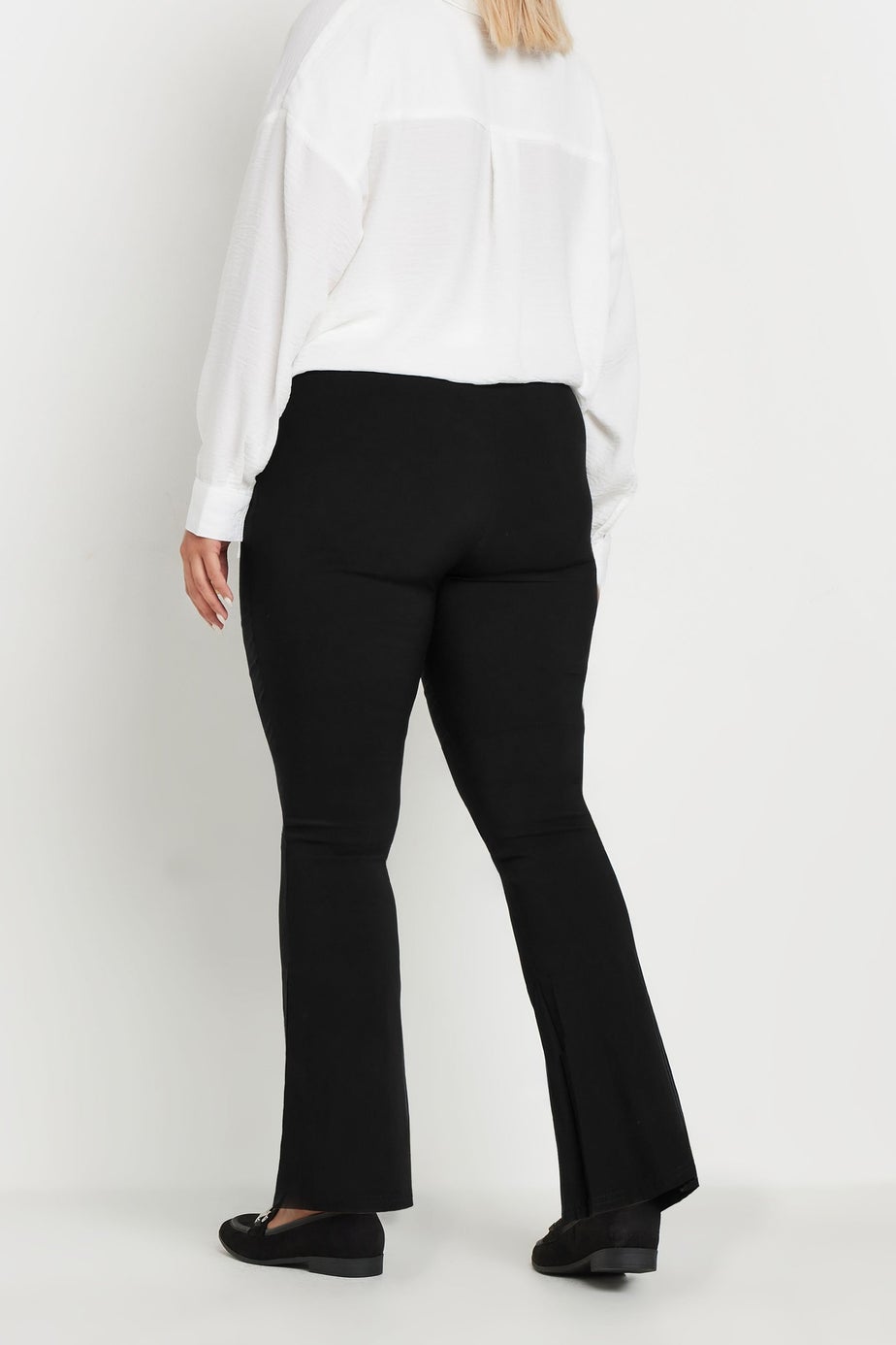 Yours Curve Black Flare Bengaline Trousers