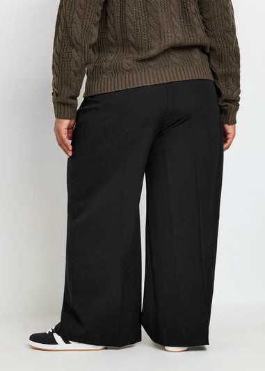 Yours Curve Black Pull On Wide Leg Trousers