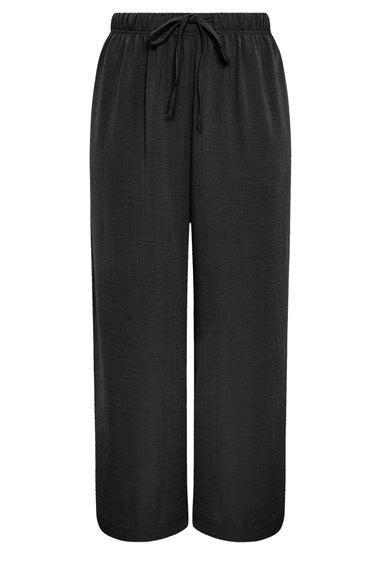 Yours Curve Black Twill Wide Leg Trousers