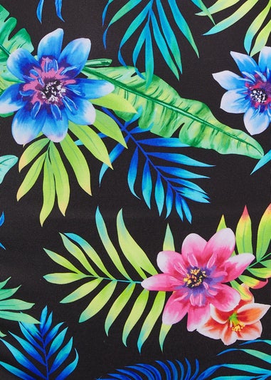 Yours Curve Black Tropical Floral Print High Waisted Bikini Briefs