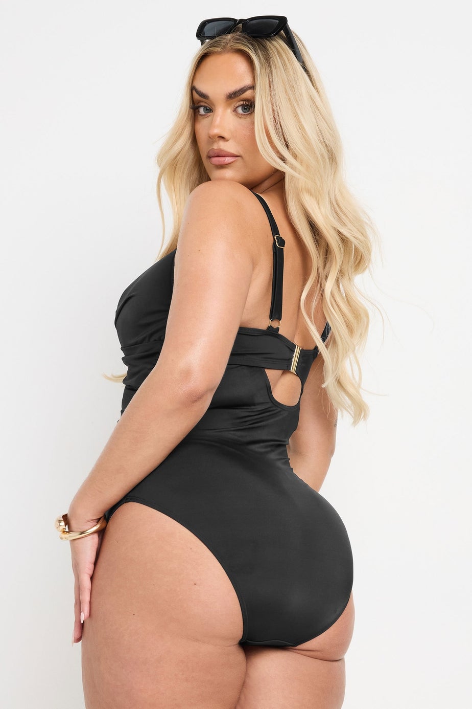 Yours Curve Black Twist Front Premium Underwired Swimsuit