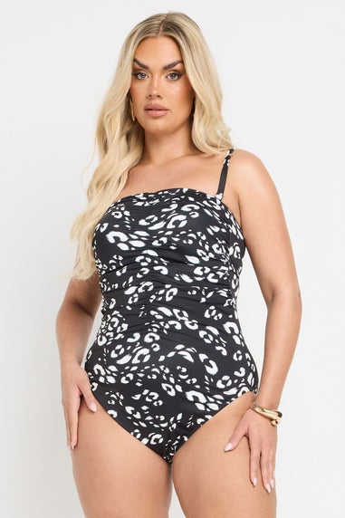 Yours Curve Black Leopard Print Premium Underwired Swimsuit