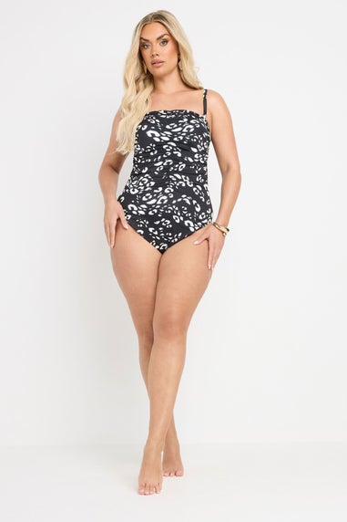 Yours Curve Black Leopard Print Premium Underwired Swimsuit